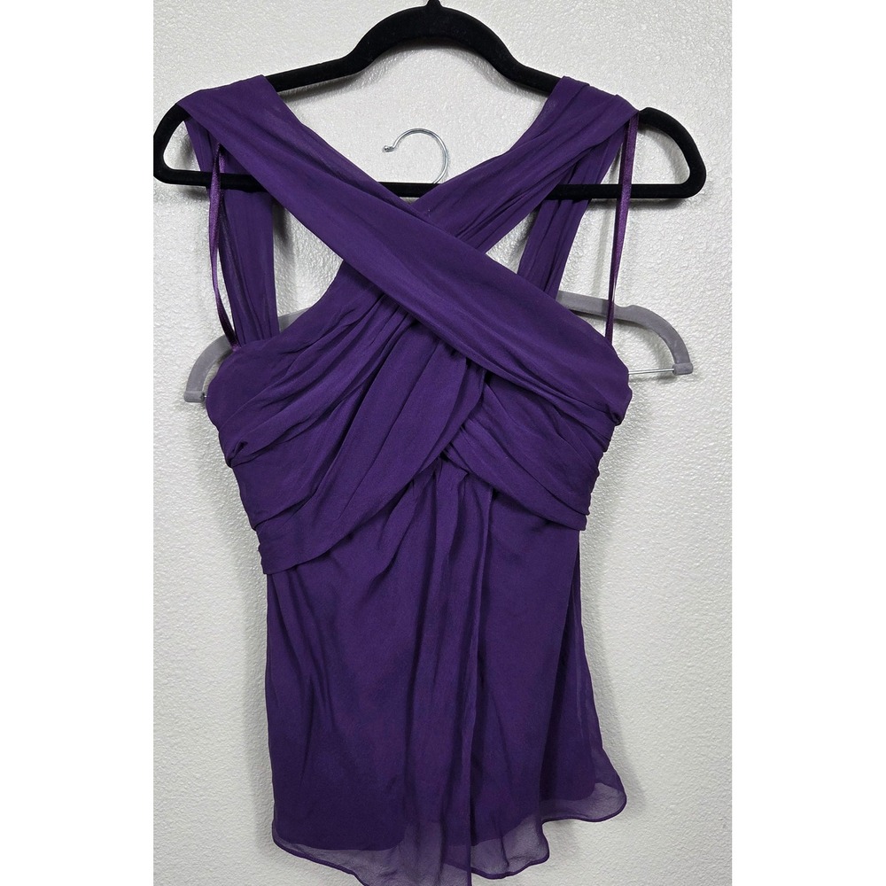 Diane von Furstenberg DVF Nikki Top Size 2 Purple Silk Draped Cutout Blouse